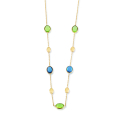 Collier Gelbgold 585 Peridot, Topas London blue