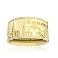 Ring Stadt Hamburg 585 Gelbgold 10 mm breit