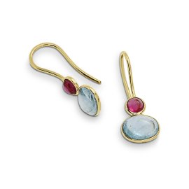 Ohrhänger 585 Gelbgold Aquamarin/Pink Turmalin 