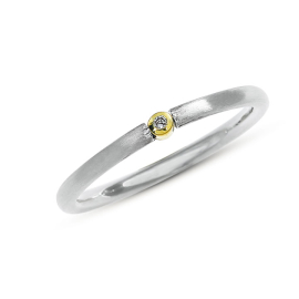 Ring Silber mit Feingold Diamant 0,15 ct TWsi