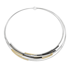 Collier Edelstahl/Alu gold,schwarz,silber
