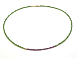 Kette Chromdiopsit, Rubin silber/vergoldet