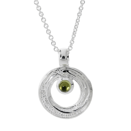 Anhänger Strandcores Silber Peridot 3 mm rund cab