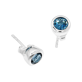 Ohrstecker Silber London blue Topas rund 5 mm fac