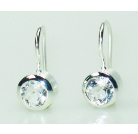 Ohrhänger weißer Topas 6 mm rund fac