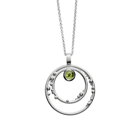 Anhänger Silber Dots Peridot 4 mm cab