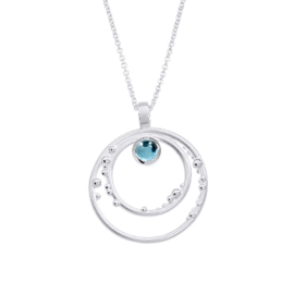 Anhänger Silber Dots swiss blue Topas 4 mm cab