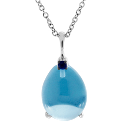 Anhänger Weißgold 750 blauer Topas Tropfen/Saphire