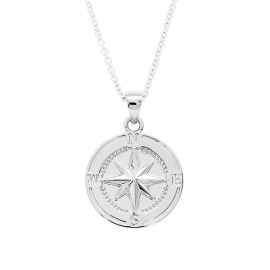 Anhänger Sylt Windrose Silber poliert rhodiniert rund 27 mm