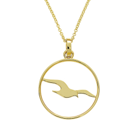 Anhänger Sylt Möwe Silber gold-plattiert rund 20 mm