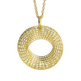 Anhänger Gitternetz Silber gold-plattiert rund 34 mm