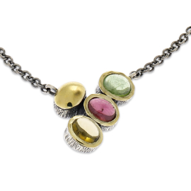 Kette Silber Gold 9 ct Turmalin