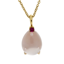 Anhänger Roségold 750 Rosenquarz Tropfen / Rubin