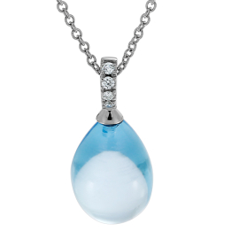 Anhänger Weißgold 750 Diamant, blauer Topas Tropfen