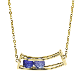 Anhänger 585 Gelbgold mit 2 Tansanit-Kugeln 4mm