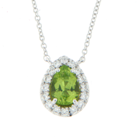 Anhänger Weißgold 750 Diamant/Peridot
