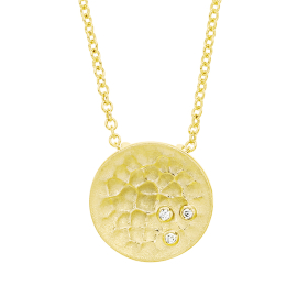 Anhänger 585 Gelbgold Hammerschlag rund 13 mm