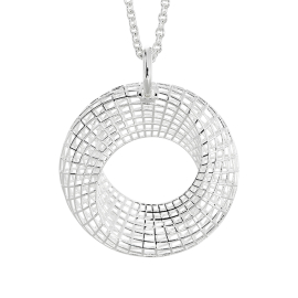 Anhänger Gitternetz Silber hell 34 mm