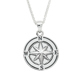 Anhänger Sylt Windrose 925 Silber oxydiert rund 27 mm