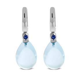 Ohrhänger Weißgold 750 Saphir, blauer Topas Tropfen