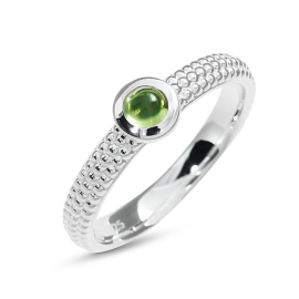 Ring Dots 3mm Silber Peridot 4 mm rund cab