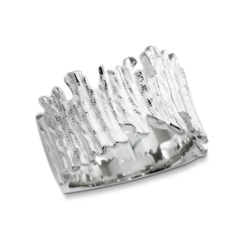 Ring Crease Wood Silber 925 Breite 15 mm