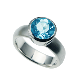 Ring Silber blauer Topas 8 mm rund fac