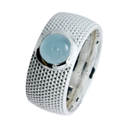 Ring Dots Silber Aquamarin 7 mm rund