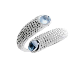 Ring Dots offen blauer Topas 6x4mm oval cab