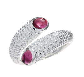 Ring Dots offen Turmalin rose 6x4mm oval cab