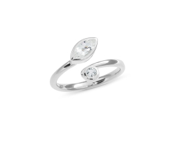 Ring Silber weißerTopas 8x4 nav /  3mm rund fac