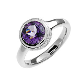 Ring Silber Crease Blossom Fassung Amethyst 8 mm fac