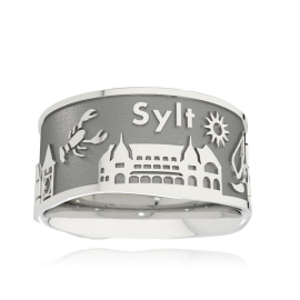 Inselring Sylt Silber oxydiert 10 mm breit