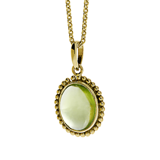Anhänger 585 Gelbgold peridot 10X8 oval cabochon ohne Kette
