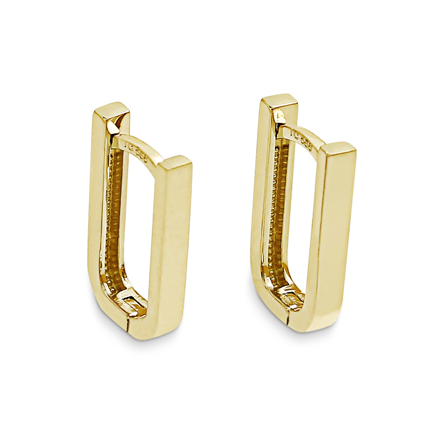 Creole 585 Gelbgold rechteckig mit Scharnier 14 x 9 mm, Breite 2,2 mm