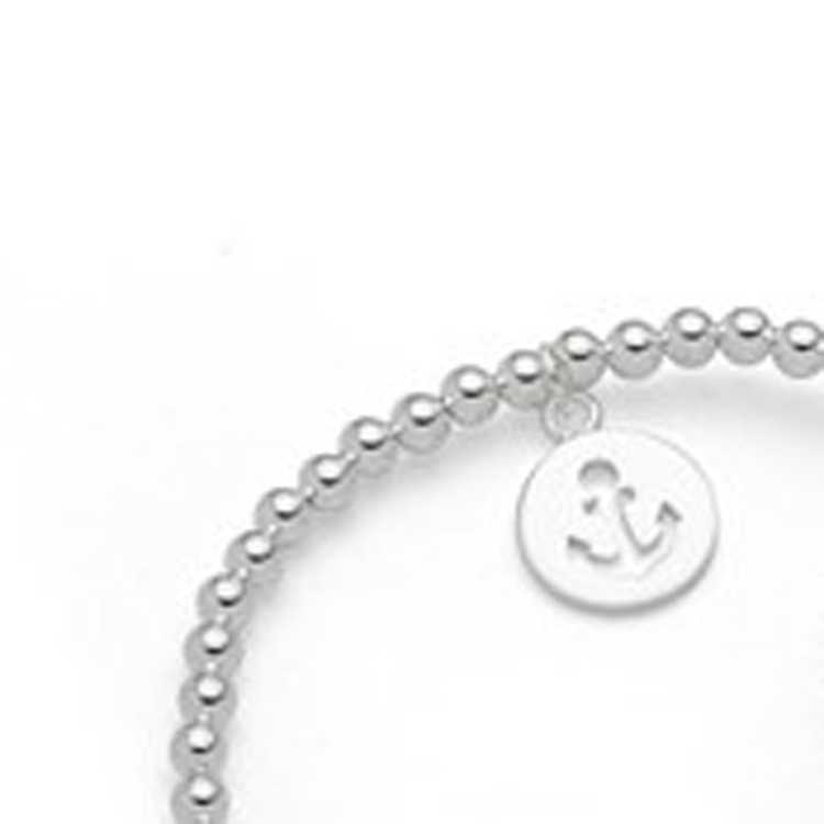 Armband Kugel 3 mm mit Anker-Motiv 19,5 cm