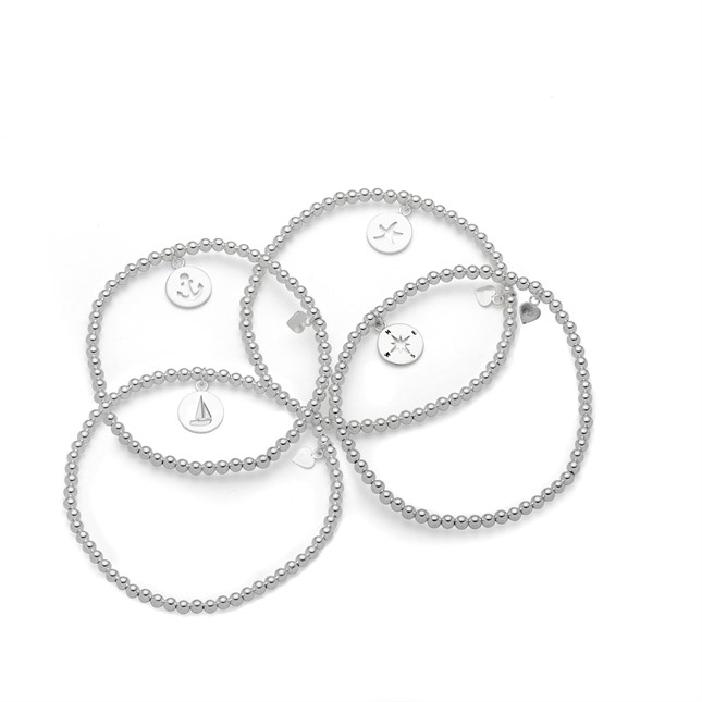 Armband Kugel 3 mm mit Seestern-Motiv 19,5 cm