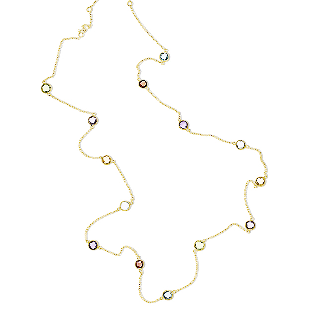 Collier 585 Gold Edelsteinmix  4 mm fac. Steine