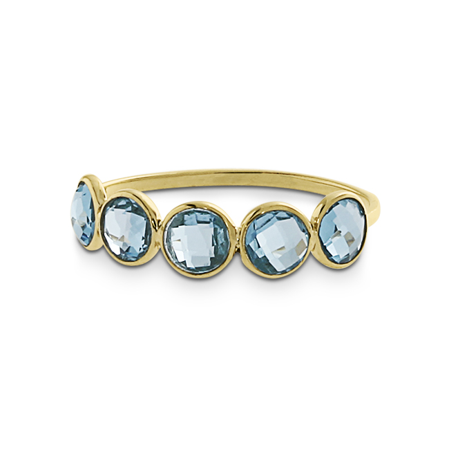 Ring Gold 585 Topas swiss blue 4 mm fac 5 Steine