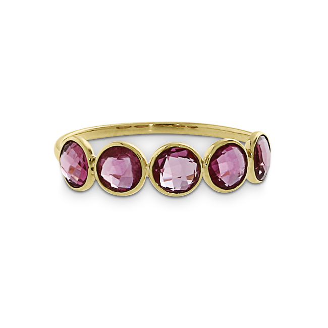 Ring Gold 585 Pink Turmalin 4mm fac 5 Steine