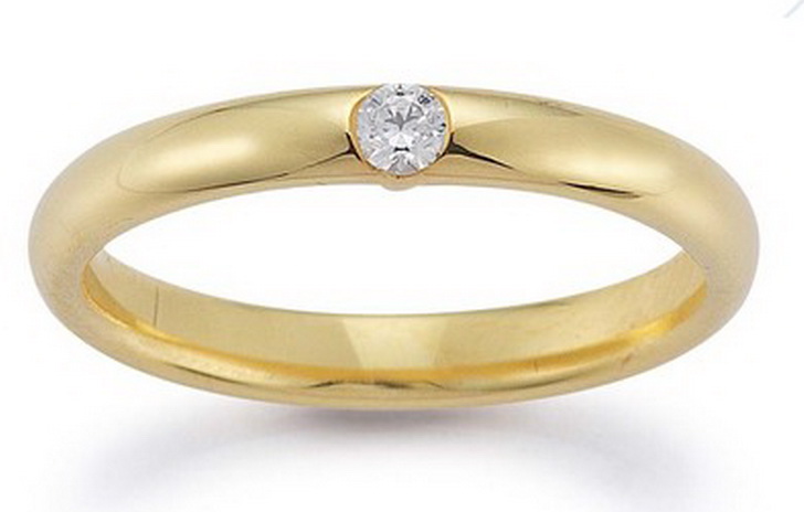 Trauring Brilliant 0,07 ct H/SI 585 Gelbgold 3 mm breit