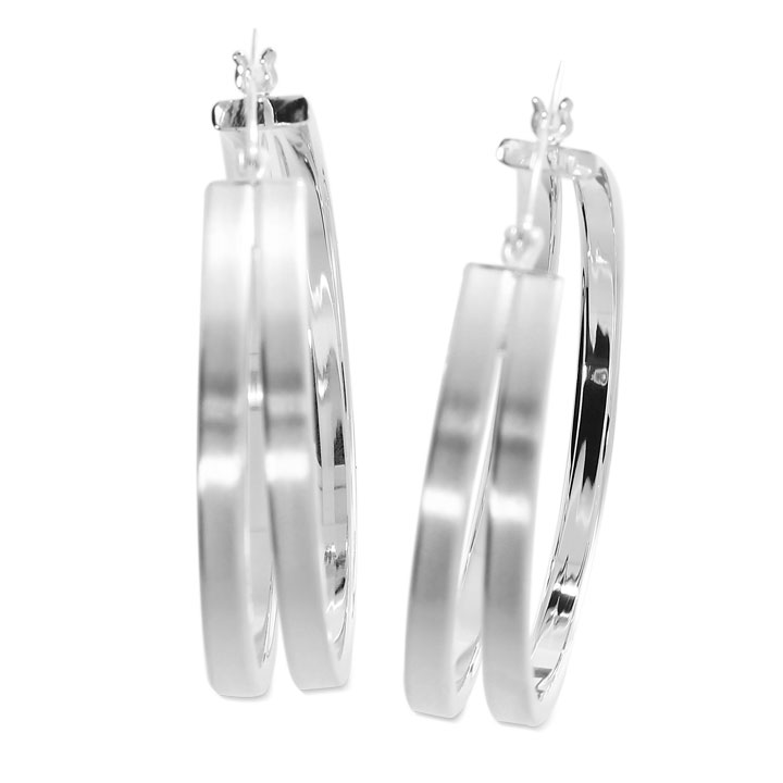 Creole mit Scharnier 925 Silber 7  x 35 mm