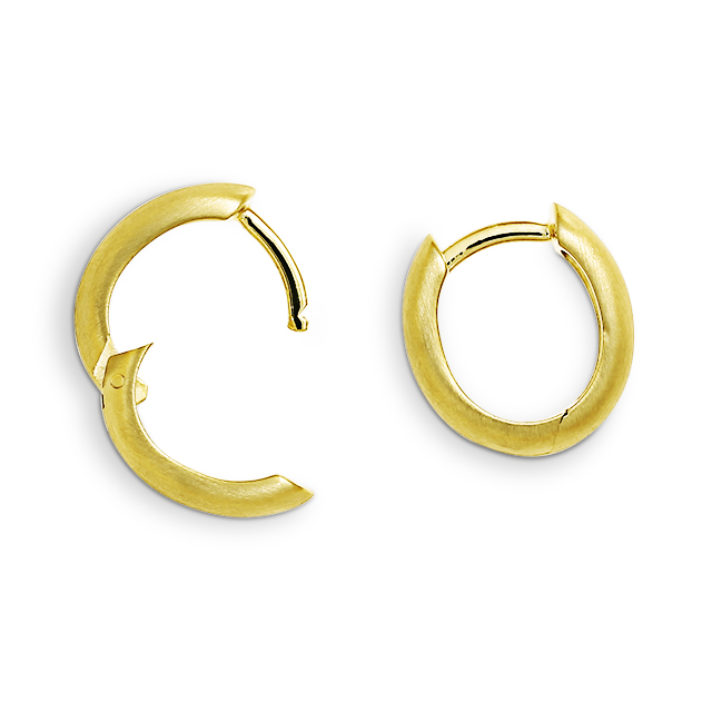 Creole oval mit Scharnier  925 Silber matt gold-plattiert 13 x 11mm