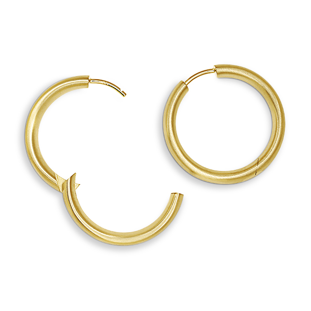 Creole rund mit Scharnier  925 Silber vergoldet  matt 25 mm