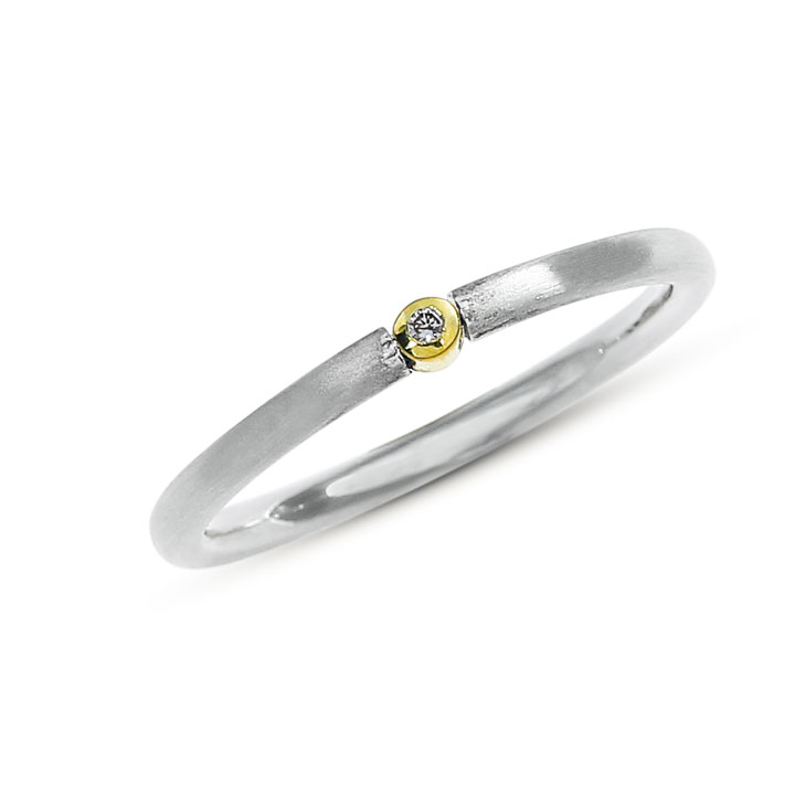 Ring Silber mit Feingold Diamant 0,15 ct TWsi