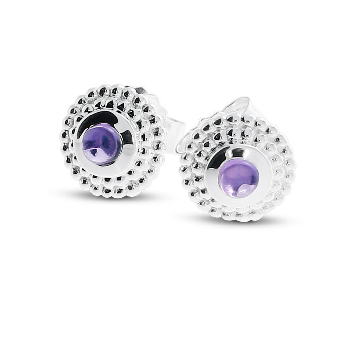 Dots Ohrstecker si 8 mm Amethyst3 mm cab