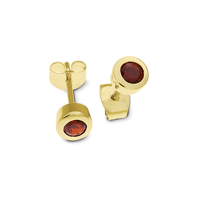 Ohrstecker 585 Gold Granat 3 mm rund fac