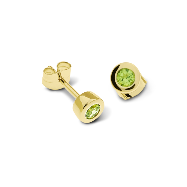 Ohrstecker 585 Gold Peridot 3 mm rund fac