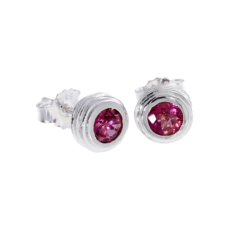 Ohrstecker Silber Crease Blossom Turmalin pink 5 mm fac