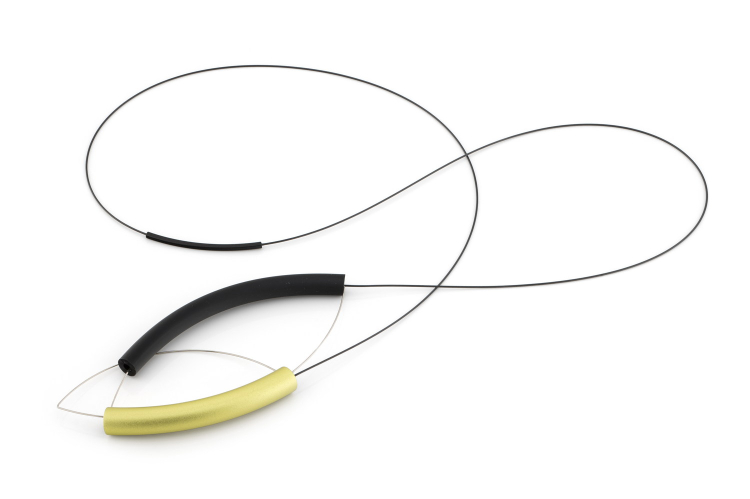 Collier Edelstahl, Alu schwarz,lemon